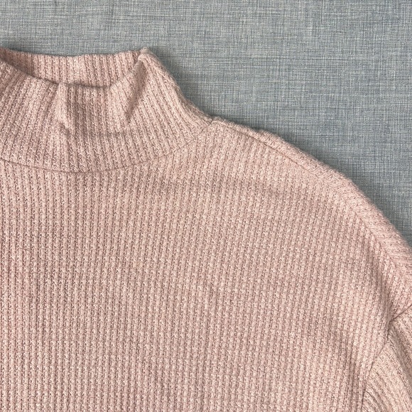 XS L William Rast Pink Thermal Tied Turtleneck Top - Picture 3 of 5